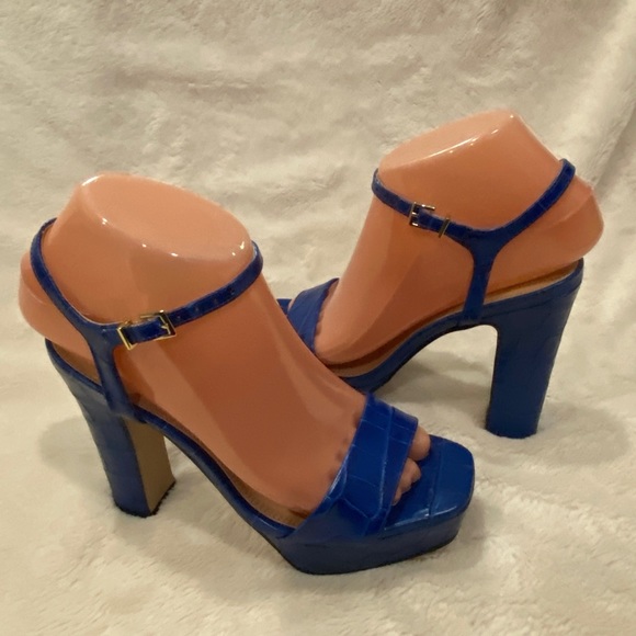 Dune London Matche Crocodile Embossed Leather Platform Dress Sandals Sz 6.5 NWOB - Picture 9 of 16